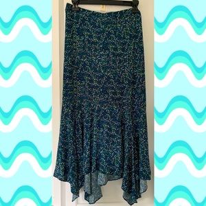 Blue Speckled Asymmetrical Maxi Skirt